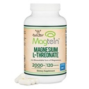 Magnesium L Threonate, Magtein, Sleep and Cognitive Support – High Absorption – Most Bioavailable Form of Magnesium – 2,000 mg – 120 cápsulas