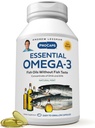 ANDREW LESSMAN Essential Omega-3 Mint - 60 Softgels - Ultra-Pure, High Potency Omega-3 Oils. High DHA, No Stomach Upset, No Contaminants, No Mercury. Small Easy to Swallow Softgels