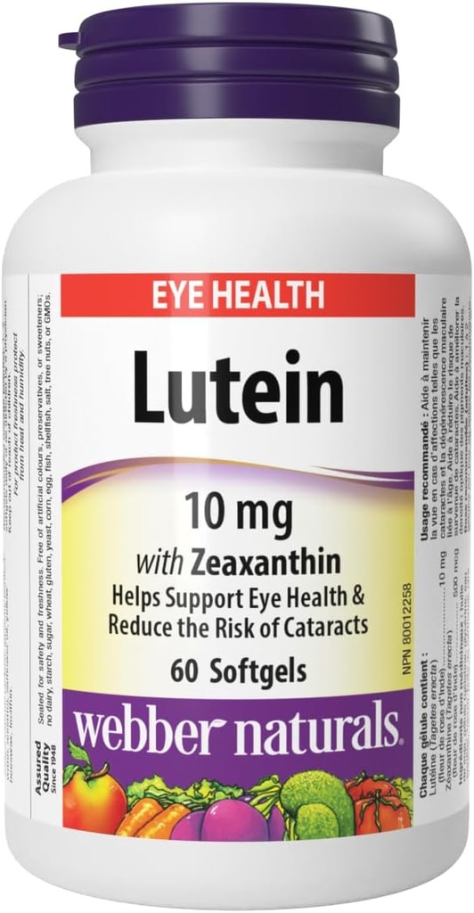 Webber Naturals Lutein con Zeaxanthin Softgel, 10 mg 60 Cuenta