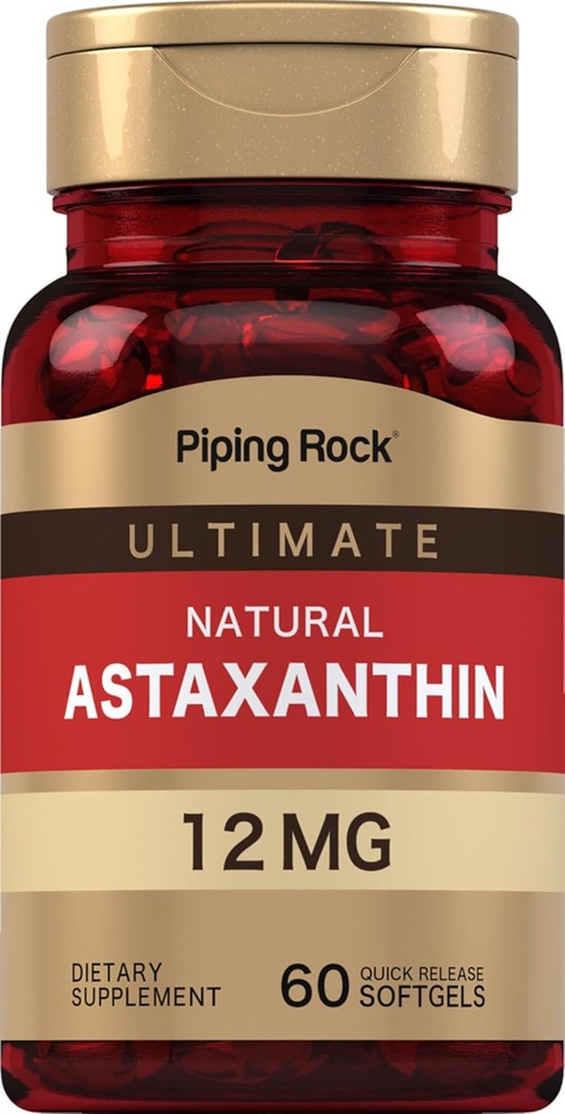 Piping Rock Astaxanthin 12mg  60 Softgel Capsules ← Extract Supplement TEN Gluten Free, Non-GMO
