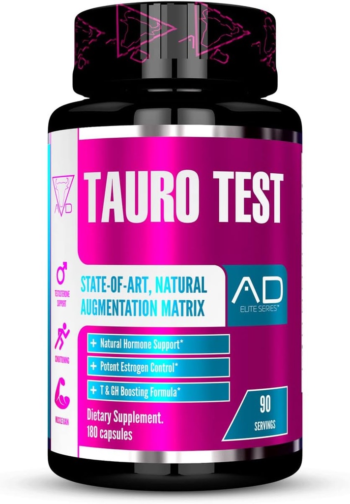 Proyecto AD Tauro Test, Testosterone Support, Acondicionamiento, Aumento del crecimiento muscular y almacenamiento de proteínas, Hormon Powerhouse (90 Servings)