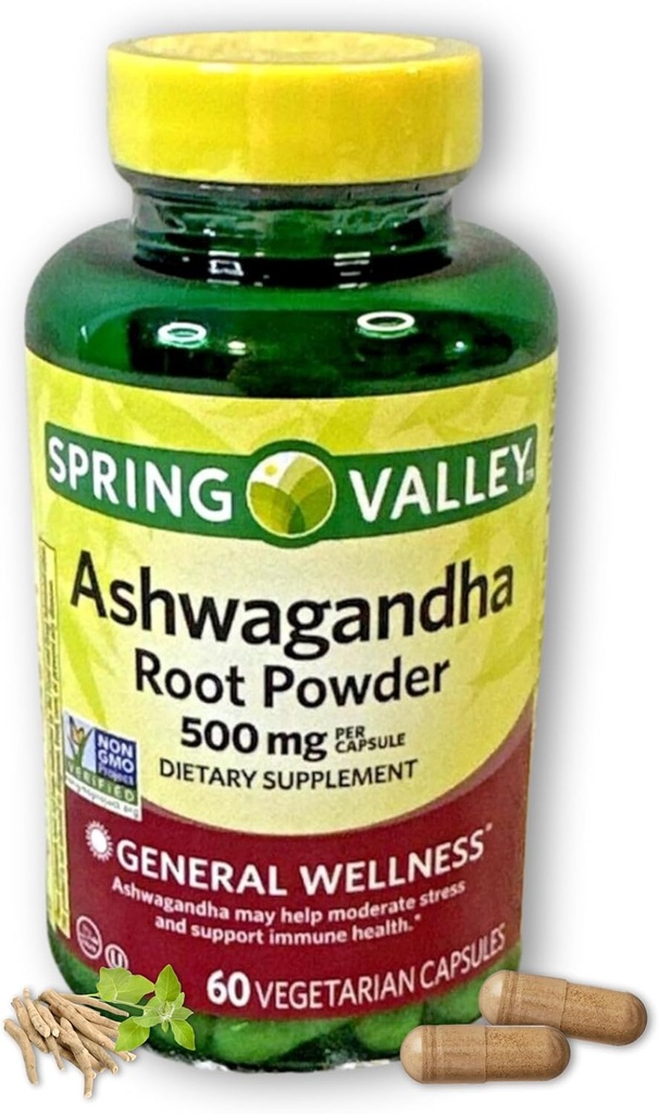 Ashwagandha- 500mg Polvo de raíces, 60 cápsulas (Pack of 1)