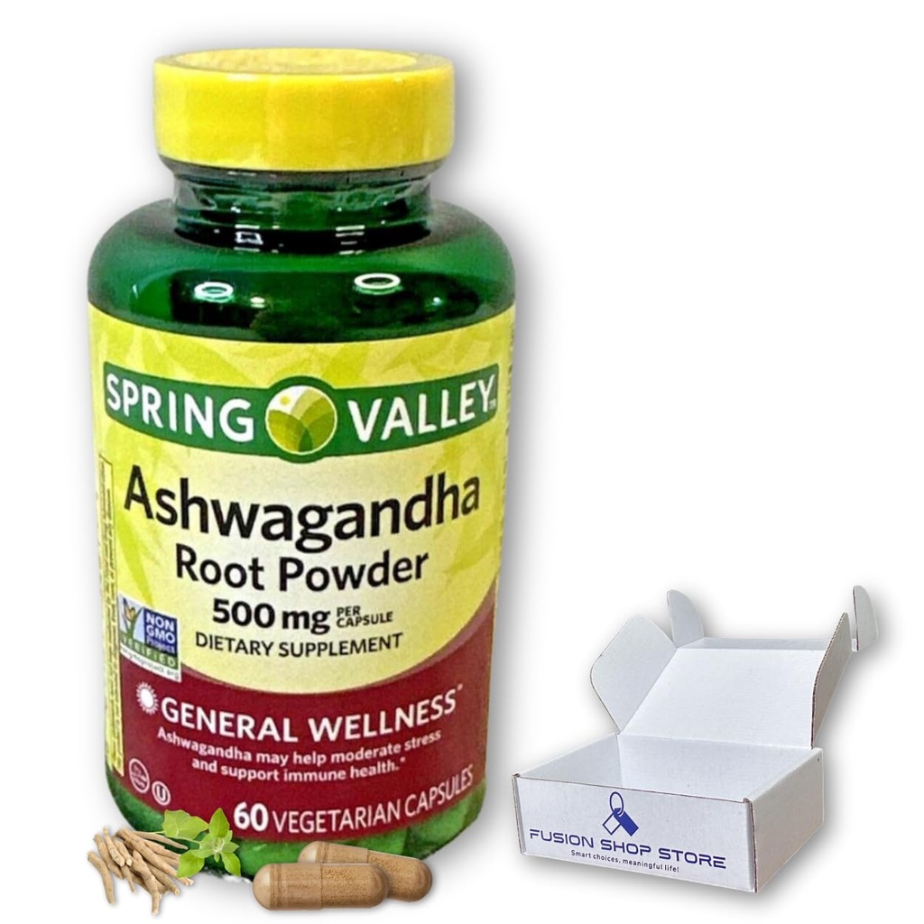 Ashwagandha- 500mg Root Powder, 60 Capsules (Pack of 1)