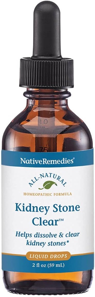 Remedios nativos Kidney Stone Clear - Natural Homeopático Fórmula Temporalmente ayuda a disolver y limpiar piedras de riñón - Alivia el dolor, la náusea y el voto - 59 mL