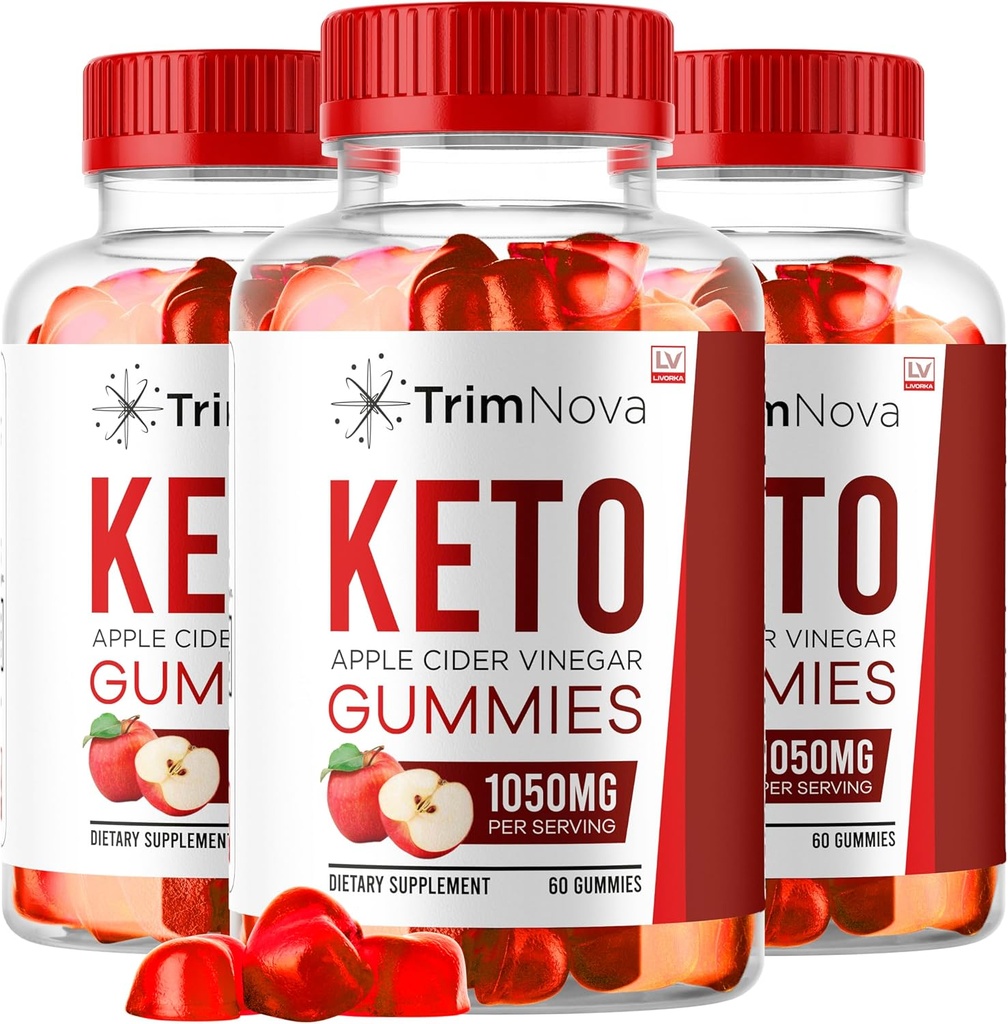 LIVORKA (3 Pack) TrimNova Keto ACV Gummies, TrimNova Gummies, TrimNova Keto, TrimNova Keto ACV Gummies, Trimnova, TrimNova Keto Formula, TrimNova Keto ACV Gummies 1050MG, 180 Gummies para 3 meses.