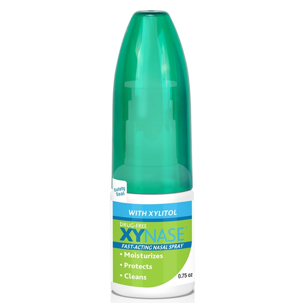 Xynase® Natural Saline Nasal Spray con Xylitol (0.75 fl oz) - Alivio suave para la congestión, alergias y presión sinusal, seguro para todas las edades