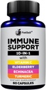Suplemento de Booster de Apoyo Inmuno con Elderberry, Vitamina C, Echinacea, Curcuminoides Turméricos, Vitamina E, Vitamina B6, Zinc, L-Glutamine HCL, Ajo, Lactobacillus Acidophilus :: 60 Conde, 1 Pack