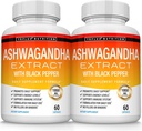 Orgánica Ashwagandha Root Powder Pills 1950 Mg con Black Pepper Extract - Puro suplemento natural de Ashwagandha, Apoyo Energía, para Hombre Mujeres, 60 cápsulas