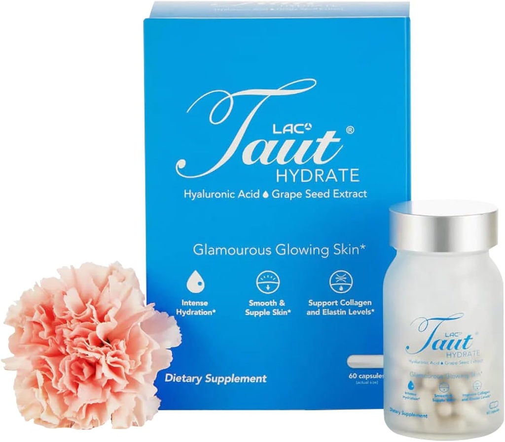 Tat Hydrate Hyaluronic Acid Supplement – 120mg Vegan Capsules with Grape Seed Extract - Deep Skin Hydration, Smooth Wrinkles &amp; Glow Support - Collagen &amp; Anti-Aging Supplement for Women &amp; Hombre - 60 Caps
