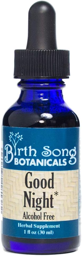 Canción de nacimiento Botánicos Buenas noches Herbal Sleep Tintura con Valerian y Pasionflower, sueño natural, estrés y relajación Suplemento Adultos, 1oz Botella