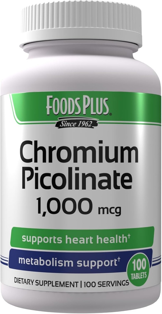Chromium Picolinate 1000 mcg Suplemento Mineral, Absorción Superior, Suplemento Cromo, 100 Servimientos