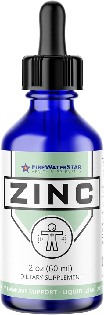FWS Líquido Zinc Suplemento para Hombre Mujer Niños, Orgánica No GMO Vegan, Ionic Zinc Sulfate Drops, Immune System Boost Healthy Skin Support Wellness general, 30 Day Supply, 2 oz