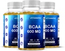 Vitamatic BCAA Gummies - Branch Chain Amino Acid Supplements - Peach Flavor - 600mg por Serving - 60 Vegan Pectin Based Gummies (3 Bottles)
