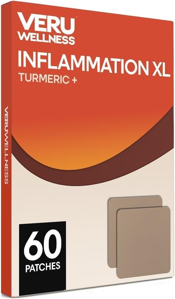 Veru Wellness Inflammation XL Turmeric Patches - Fórmula Completa No Ingestible A prueba de agua, Fórmula completa diaria ( Cuenta de 60 días)