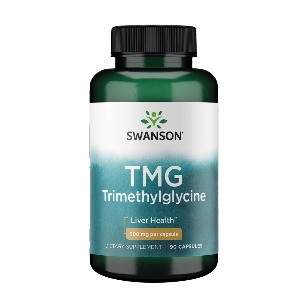 Swanson TMG Trimetilglycine - Suplemento Aminoácidos Promoción de la función saludable del hígado " Apoyo a la salud del corazón - (90 cápsulas, 500 mg cada uno)