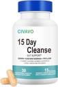 15 días Gut Cleanse for Women ' Men- Gut and Colon Support- Probiotics plaga Psyllium Husk Cleanse Bowel Dissolving Capsules, Suplemento dietético (30 cápsulas)