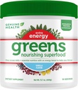 Genuine Health Greens + Extra Energy Superfood Powder, Proporciona un Boost de Energía Inmediata &amp; Apoya Gut Health, Vanilla Flavoured, 30 Servimientos