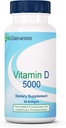 Nutra Biogenesis Vitamina D 5000 - Vitamina D3 5000 UI Softgel cápsulas para hombres y mujeres, VIT D suplemento para soporte inmunitario, salud de dientes saludables - 90 Softgels