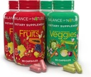 Balance de la naturaleza Frutas y verduras Suplementos - Ingredientes completos de frutas y verduras para mujeres, hombres y niños - 90 cápsulas de frutas, 90 cápsulas de verduras - 2 conjuntos