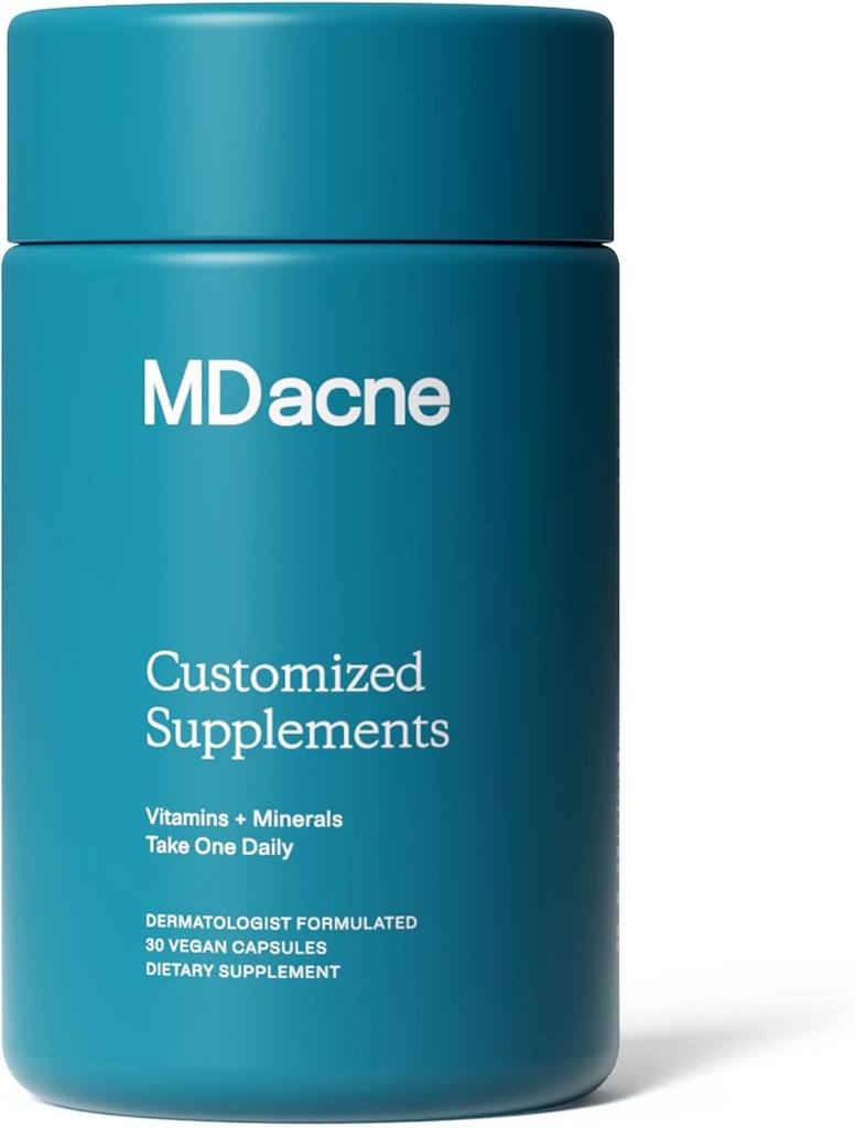 Vitaminas y Minerales de MDacne Suplementos de Esquí - 30 Cápsulas Vegan - Apoyo Tratamiento del Acné tópico " Promueve Esquí, Calma, Redness " Pore-Clogging 30 Conde (Pack of 1)