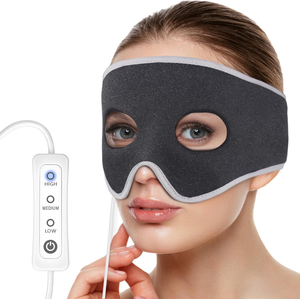 Sinus Pressure Relief Heated Mask Face Heating Pad Relieve Sinus Dolor, Sinusitis Tratamiento, Dolor de cabeza, Congestión nasal, 3 Ajustes de calor, Terapia de compresión caliente, Lavable (No recargable)