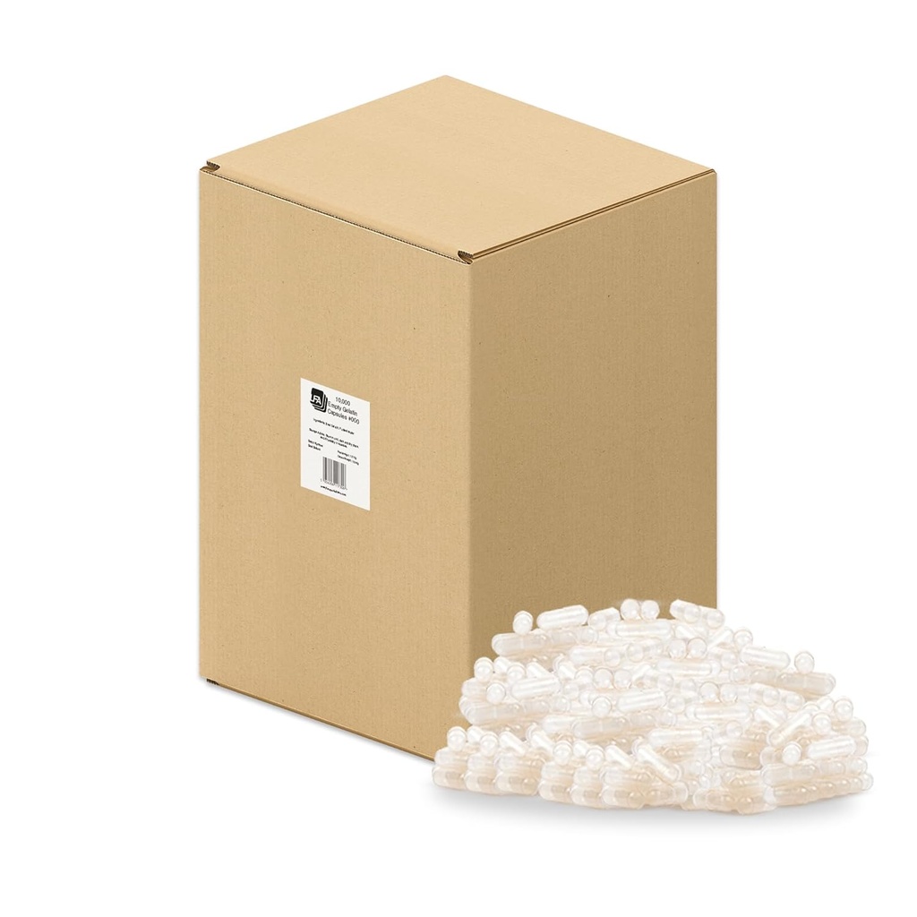 Tamaño 000 Empty Capsules - 10000 Conde Bulk Gelatin Capsules Vacío - 000 Se unió Cápsula Fillable - Pill Capsules Vacío para la máquina de llenado de cápsulas - Certified Halal Beef Gel Caps