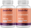 BESTVITE L-Carnosine 500mg (240 cápsulas) (120x2) No hay rellenos - No estelares - No GMO - Gluten Gratis