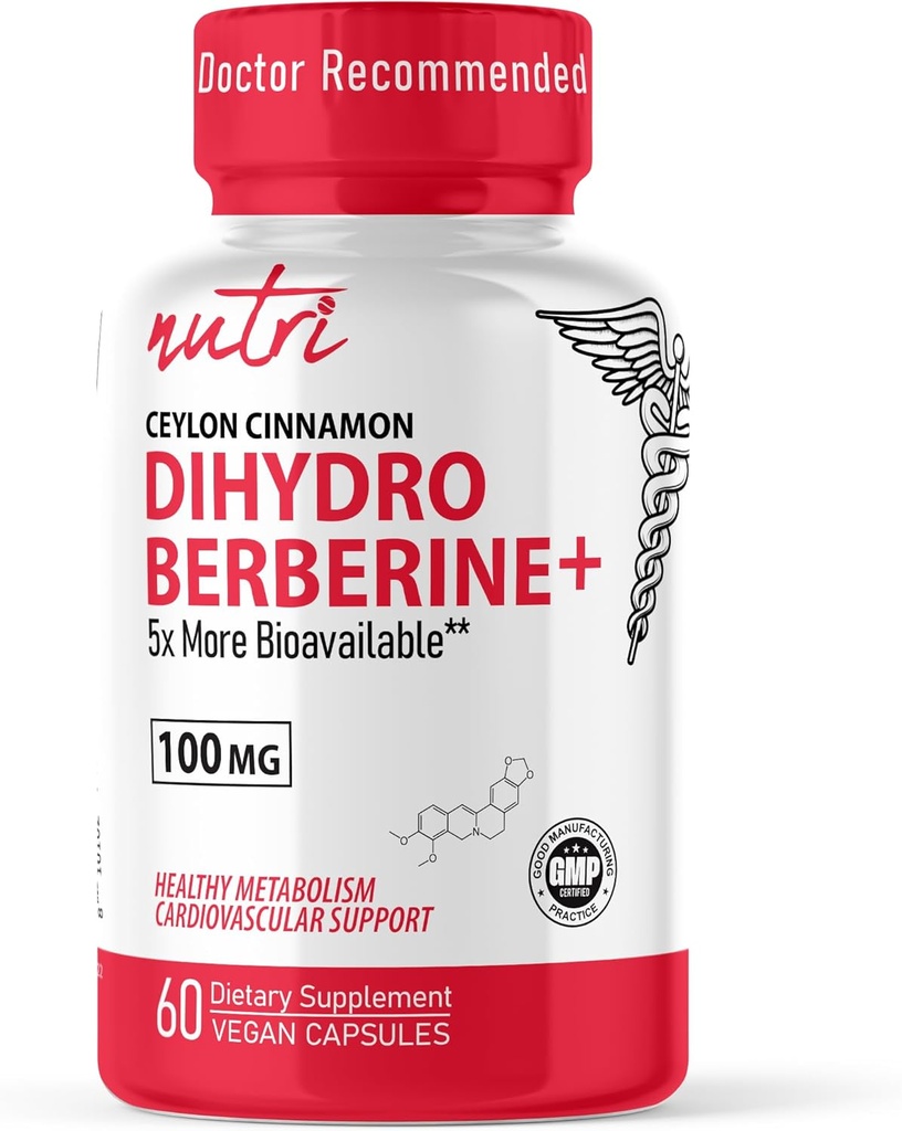 Fusiones de la naturaleza Suplemento de dihidroberina 100mg 60 cápsulas - con canela de Ceylán - 5X más eficaz que la berenberina regular HCL