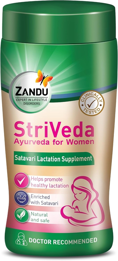 Zandu Striveda Shatavari Lactation Supplement Powder, Baby for Increasing Breast Milk Supply, 210 G, Doctor Recommended, Natural and Safe