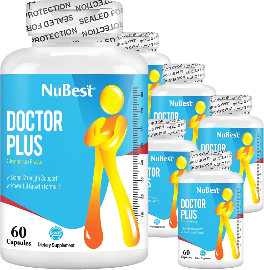 Doctor Plus - Crecimiento de Altura Fórmula - Soporta Crecimiento de Altura, Píldoras de Crecimiento de Altura con Calcio, Vitaminas D3, Vitamina K2 (MK7) - Inmunidad y salud general para niños (10+) y adolescentes - 6 Pack