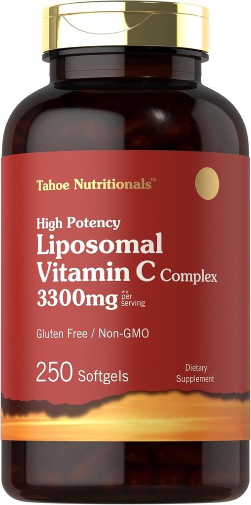 Tahoe Nutricionales Complejo Liposomal de Vitamina C TEN 3300mg TEN 250 Softgels TEN High Potency ← Non-GMO, Gluten Free Supplement