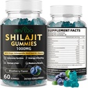 Shilajit Gummies for Men &amp; Women - Suplemento Shilajit libre de azúcar Rico en 85+ Minerales Trace " Ácido Fulvico, Proporcionando energía, cerebro y apoyo inmunológico - 60 Gummies