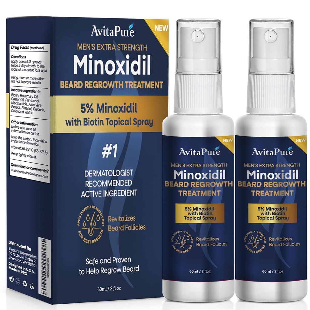Minoxidil Beard Growth Oil: Minoxidil For Men Beard Infused with Biotin, Extra Strength Minoxidil 5% Beard Growth Serum to Grow Beard & Mustache Fast