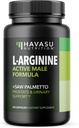 L-Arginina 500mg y Saw Palmetto 500mg - Nitric Oxide and Prostate Health Supplements for Hombre - 60 Cuenta - Resistencia y Tract Urinario Función Soporte - 1 Mes de Suministro - Vegan, Capsules No-GMO