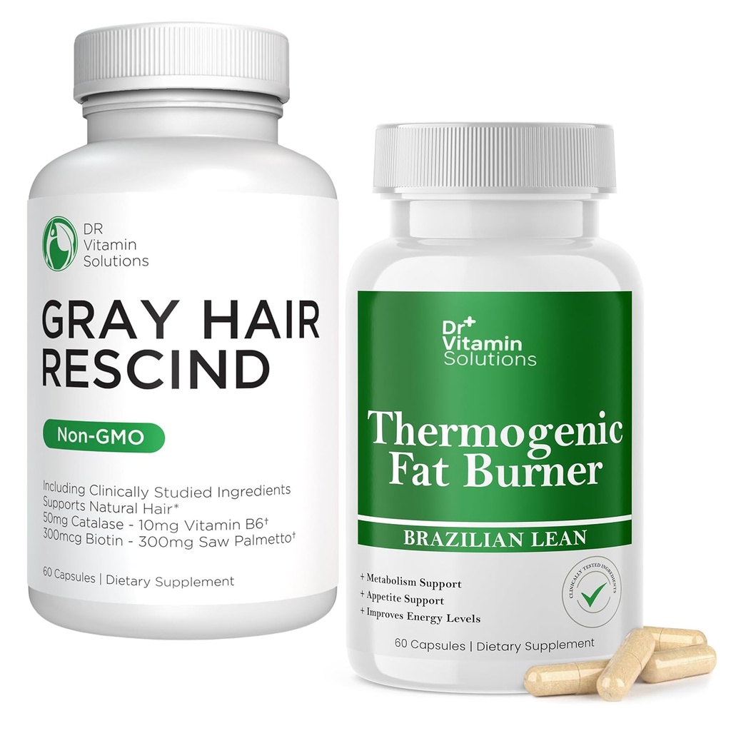 DR VITAMIN SOLUTIONS Gray Hair Rescind and Thermogenic Fat Burner Bundle - 60 caps Cada