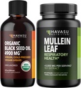 HAVASU NUTRITION Organic Black Seed Oil Liquid + Mullein Leaf Capsules Bundle