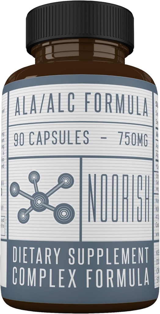 Acetyl L-Carnitina con ácido lipoico alfa - ALA ALC ALCAR - Ácido lipoico alfa con carnitina l actil - 525 mg ALCAR - 225 mg ALA - 90 cápsulas