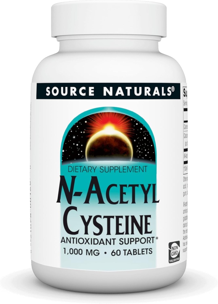Fuente Naturales N-Acetil Cisteine Antioxidante Apoyo 1000 mg Suplemento dietético que apoya la salud respiratoria* - 60 tabletas