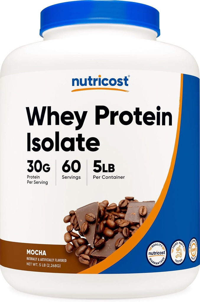 Nutricost Whey Protein Isolate (Mocha) 5LBS - Gluten Free < Non-GMO