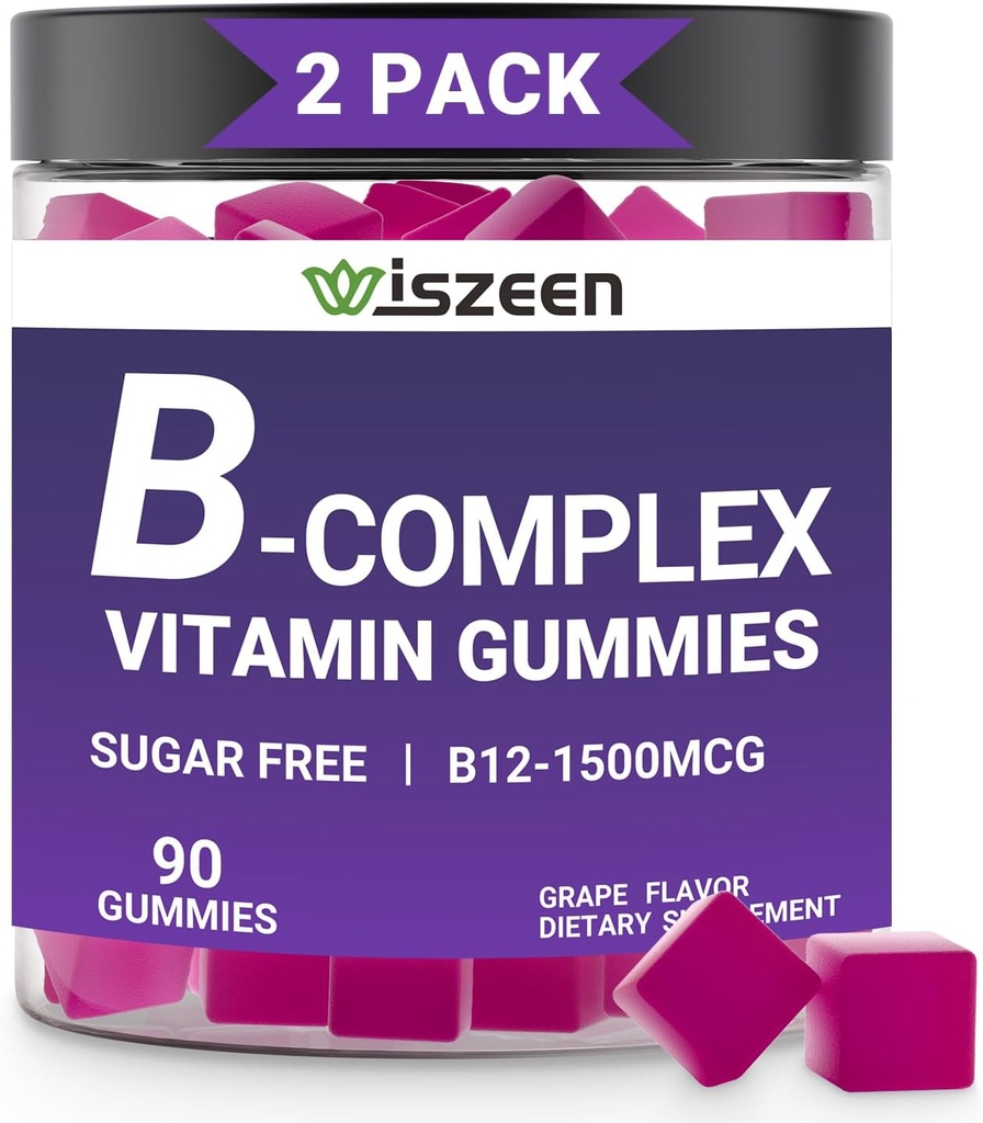 Complejo de vitamina B libre de azúcar con vitamina C, vitaminas complejas de B metilada para mujeres, adultos de hombres - B12, B1, B2, B3, B5, B7, B9 - Suplemento Complejo de vitamina B para soporte energético