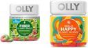 OLLY Fiber Gummy Rings, 5g Prebiotic Fiber, FOS (Fructo-oligosaccharides), Digestive Support &amp; Hello Happy Gummy Worms, Mood Balance Support, Vitamina D, Saffron, Adult Chewable Supplement