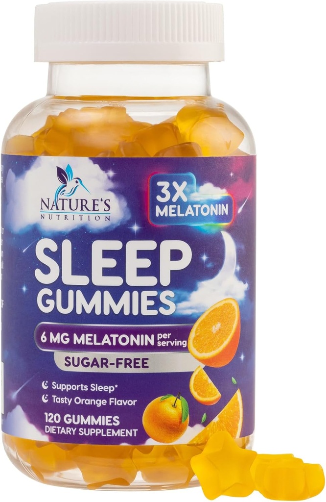 Melatonin Sleep Gummies Sugar Gratis - 6 mg Melatonin Sleep Gummies for Adults, Extra Strength Sleeping Gummy Supplements, Occasional Sleeping Support, 6mg Gomitas para Dormir - 120 Count