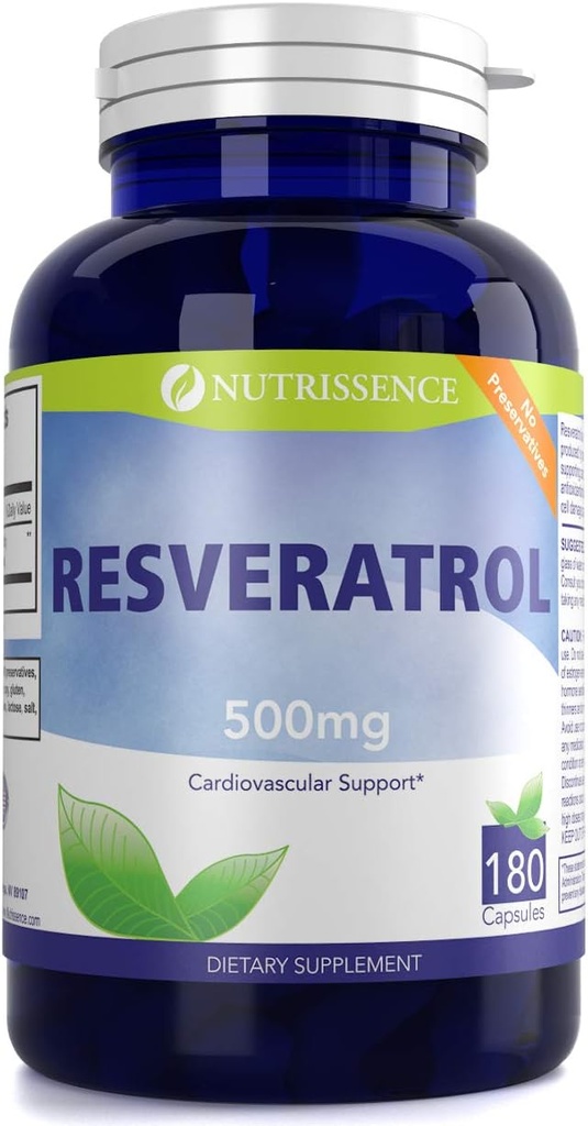 Resveratrol 500mg 180 Capsules 90 Serviciones de 1000mg o 60 Serviciones de 1500mg
