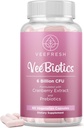 VeeFresh VeeBiotics Probióticos de arándano para mujeres - 60 cápsulas Probióticos de mujeres con prebióticos " Extracto de arándano para pH Balance " Control de olores, promueve Flora vaginal saludable " Wellness general
