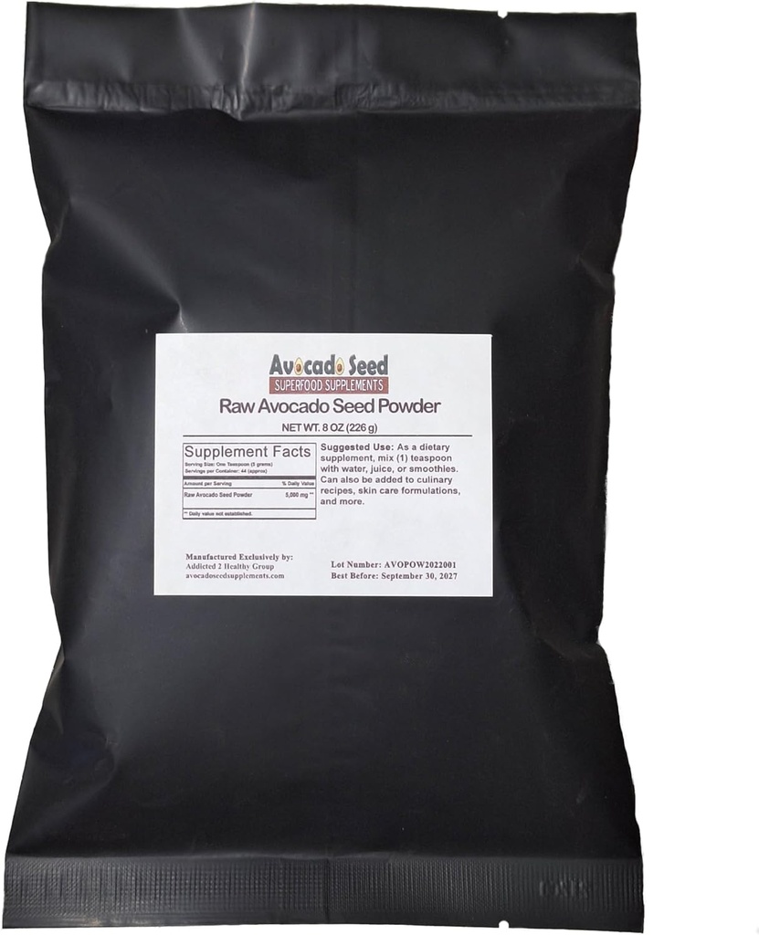 Abuelas de semillas de aguacate cruda 8 onzas - Antioxidantes, fibra, colesterol, salud de corazón, cuidado de piel en USA-Original Fabricantes