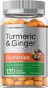 Horbäach Turmeric y Gummies de jengibre Silencio 120 Conde Silencio Peach Flavor Silencio Vegan No Gluten Suplemento Gratis