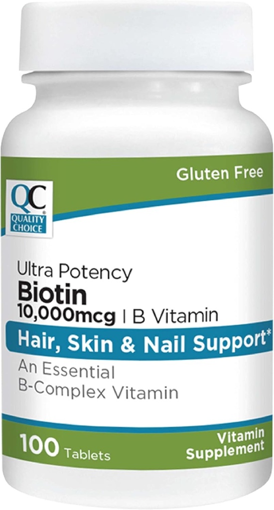 Opciones de calidad Biotina 10.000 mcg + B Tablets 100 cuentan de uñas de ultra potencia, piel, " Apoyo al cabello