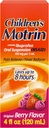 Medicina de la Suspensión Oral Motrin para Niños, 100 mg de Ibuprofeno, Reductor de Dolor de la Fiebre para los dolores menores Debido a la gripe fría, libre de alcohol, sabor a Berry, 4 fl. oz