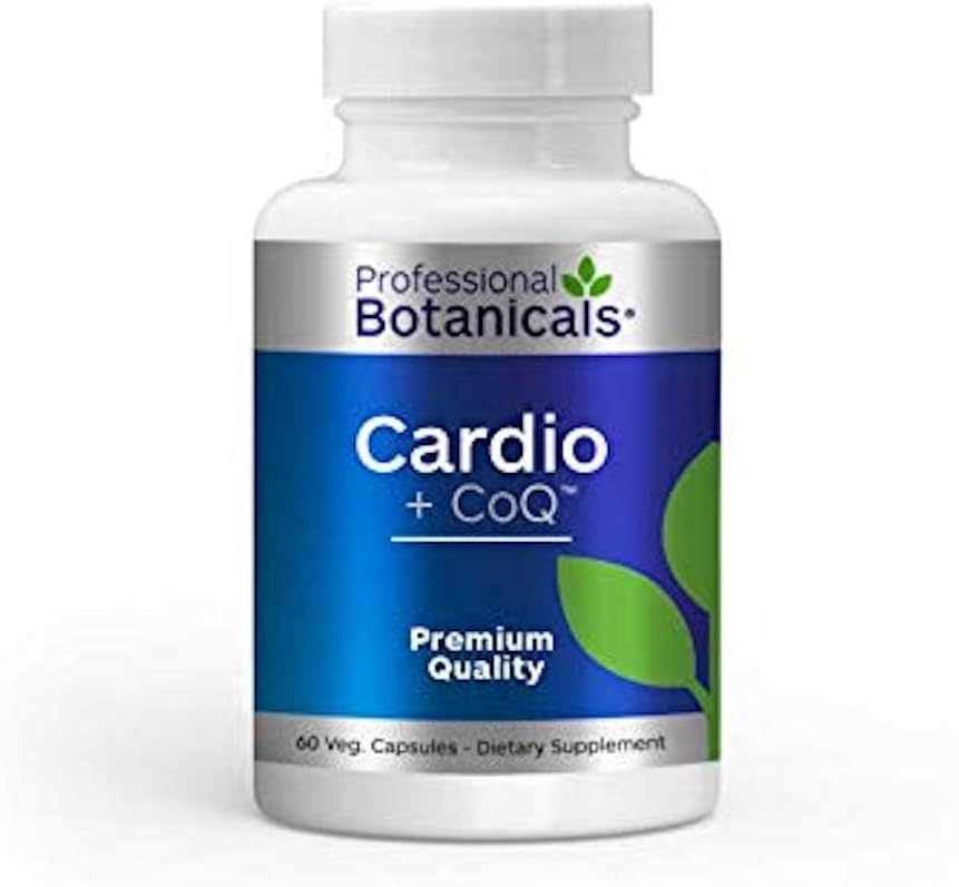 Botánicos profesionales Cardio-CoQ CoQ10 - Vegan Formulated Coenzyme Q10 con Hawthorne Berry Valerian Root y Cayenne Pepper - 60 cápsulas vegetarianas