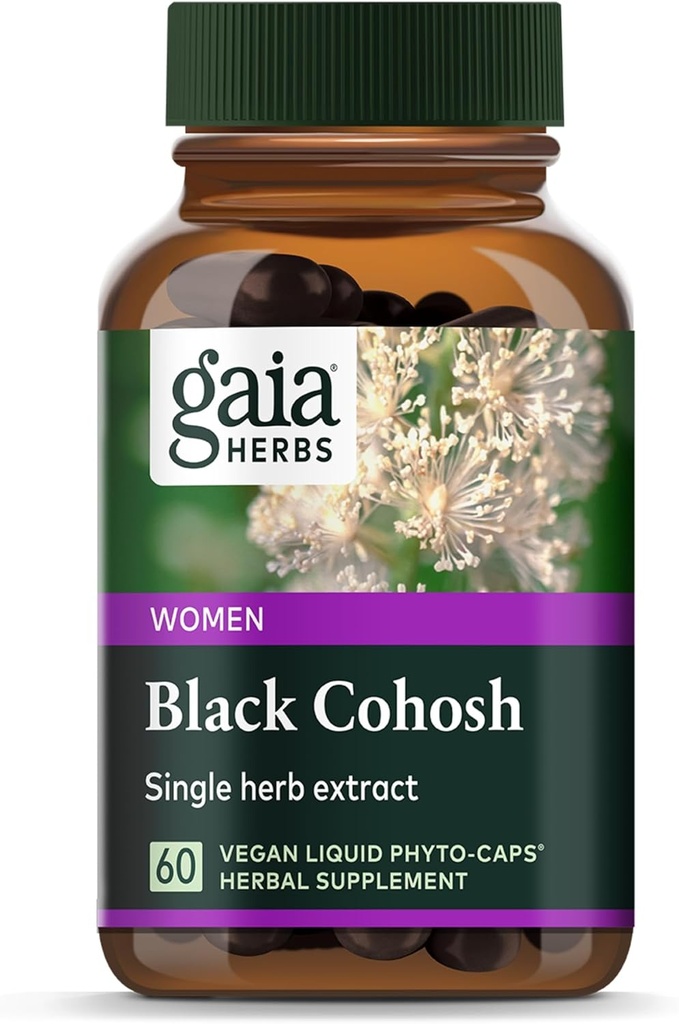 Gaia Herbs Black Cohosh - Menopause Support Supplement to Help Maintain Hormone Balance and Health for Women - with Organic Black Cohosh - 60 Vegan Liquid Phyto-Capsules (30-Day Supply)